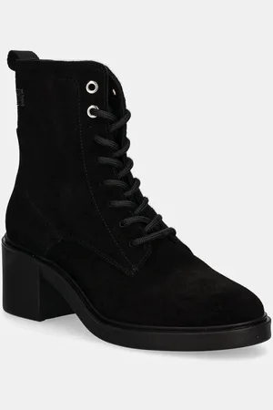 Tommy Hilfiger Stivaletti alla caviglia in camoscio SUEDE MID HEEL LACEUP LOGOTAPE donna colore FW0FW08090