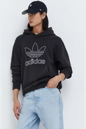 adidas Felpa in cotone Trefoil Hoodie uomo colore con cappuccio con applicazione IU2373