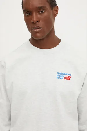 New Balance Felpa in cotone Athletics Premium Logo Crew uomo colore con applicazione MT41547AHH