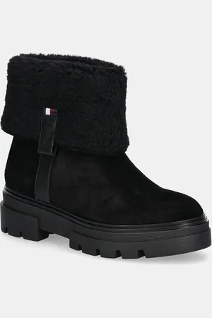Tommy Hilfiger Stivaletti alla caviglia in camoscio FAUX FUR SUEDE ROLL-DOWN BOOT colore FW0FW08158
