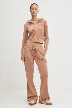 Juicy Couture Pantaloni da tuta in velluto HERITAGE CROWN CAISA LOW RISE PANT colore con applicazione JCGBJ224012