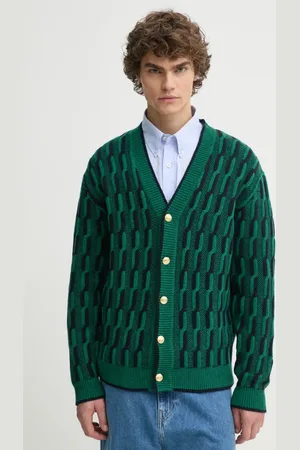 Drôle de Monsieur Cardigan in lana Le Cardigan Torsades Bicolore colore F-CA150-WO018-DGN