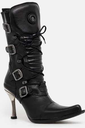New Rock Stivaletti alla caviglia in pelle ITALI NEGRO FINO + MALICIA TACON CARIBE ACERO donna colore M-9373-S8