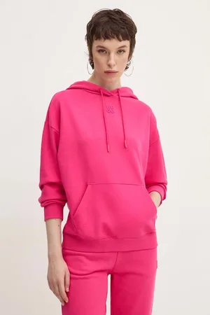 HUGO BOSS Felpa in cotone donna colore con cappuccio con applicazione 50522423