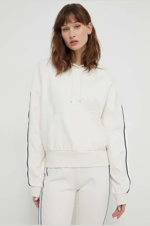 Hugo Blue Felpa donna colore con cappuccio con applicazione