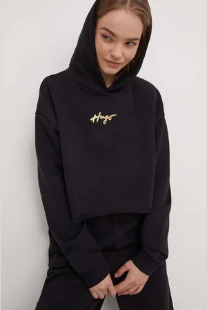 HUGO BOSS Felpa donna colore con cappuccio con applicazione