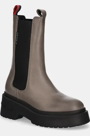 Tommy Hilfiger Stivaletti chelsea in pelle TJW CHUNKY CHELSEA donna colore grigio EN0EN02635