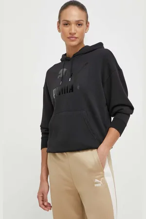PUMA Felpa CLASSICS Shiny Logo Hoodie donna colore con cappuccio 625595