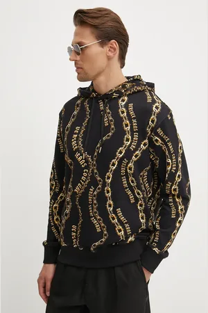 VERSACE Felpa in cotone uomo colore con cappuccio 77GAI3H0 FS160