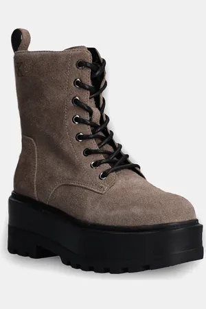 Calvin Klein Stivali da motociclista in camoscio FLATFORM ZIP LACEUP MG S donna colore YW0YW01554
