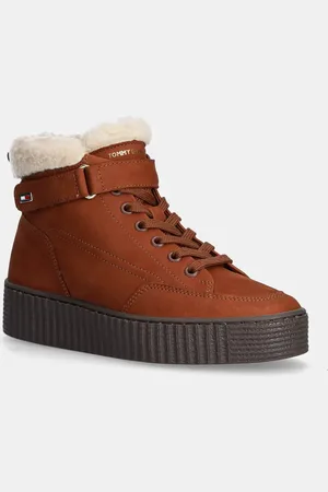 Tommy Hilfiger Stivaletti alla caviglia in camoscio FAUX FUR NUBUCK LOW LACE-UP colore FW0FW08172