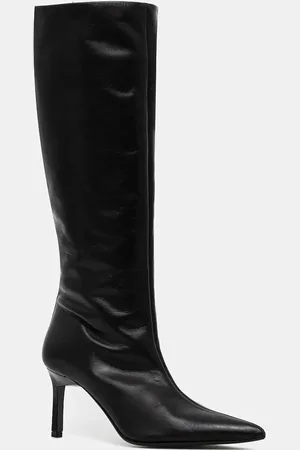 Calvin Klein Stivali in pelle HEEL KNEE BOOT 70 LTH donna colore HW0HW02162