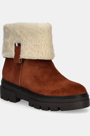 Tommy Hilfiger Stivaletti alla caviglia in camoscio FAUX FUR SUEDE ROLL-DOWN BOOT colore FW0FW08158