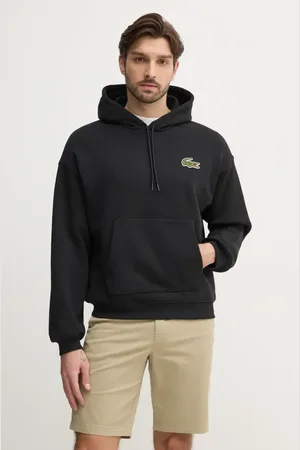 Lacoste Felpa in cotone uomo colore blu con cappuccio SH2754