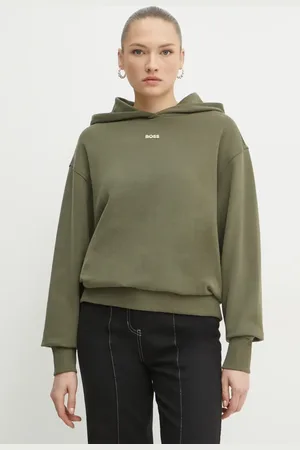 HUGO BOSS Felpa in cotone donna colore con cappuccio con applicazione 50534815