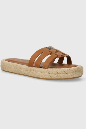 Tommy Hilfiger Infradito in pelle AUTHENTIC FLAT LTHR ESPADRILLE donna colore FW0FW07745