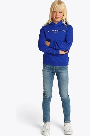 Tommy Hilfiger Felpa in cotone bambino/a colore con cappuccio con applicazione KS0KS00205