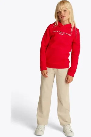 Tommy Hilfiger Felpa in cotone bambino/a colore con cappuccio con applicazione KS0KS00205