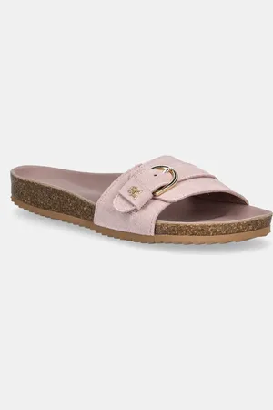 Tommy Hilfiger Ciabatte slide in camoscio SOFT SUEDE ADJUSTABLE MULE donna colore FW0FW08809
