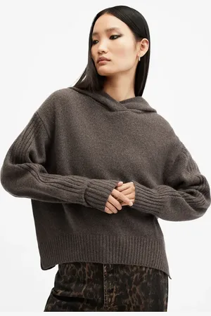 AllSaints Felpa di lana INES colore con cappuccio W074KB