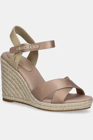 Tommy Hilfiger Sandali SATIN HIGH WEDGE ESPADRILLE colore arancione FW0FW08602