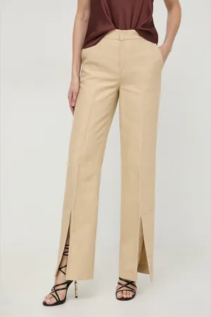 Twin-Set Pantaloni in lino misto colore