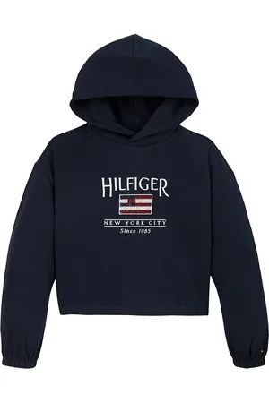 Tommy Hilfiger Felpa per bambini colore con cappuccio con applicazione KG0KG08558