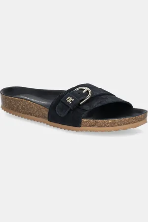 Tommy Hilfiger Ciabatte slide in camoscio SOFT SUEDE ADJUSTABLE MULE donna colore FW0FW08809