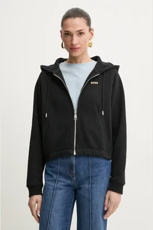 HUGO BOSS Felpa in cotone donna colore con cappuccio 50531834