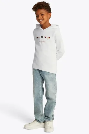 Tommy Hilfiger Felpa in cotone bambino/a colore con cappuccio con applicazione KB0KB09576