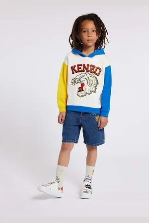 Kenzo Felpa in cotone bambino/a colore con cappuccio con applicazione