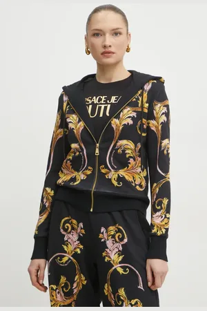 VERSACE Felpa in cotone donna colore con cappuccio 78HAI3P6 FS192