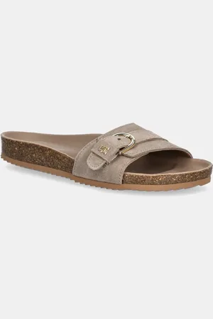 Tommy Hilfiger Ciabatte slide in camoscio SOFT SUEDE ADJUSTABLE MULE donna colore FW0FW08809