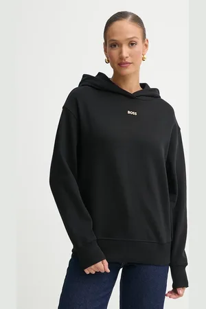 HUGO BOSS Felpa in cotone donna colore con cappuccio con applicazione 50534815