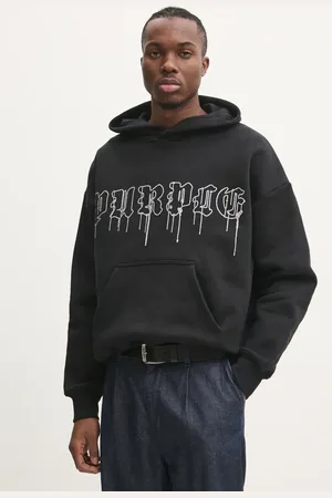 Purple Brand Felpa in cotone HWT FLEECE PO HOODY uomo colore con cappuccio con applicazione P401-HBGD125