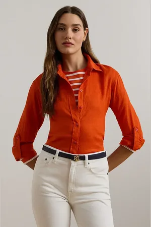 Ralph Lauren Camicia di lino colore blu 200782777