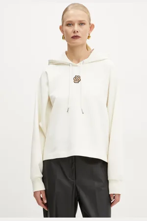 HUGO BOSS Felpa in cotone donna colore con cappuccio con applicazione 50537934