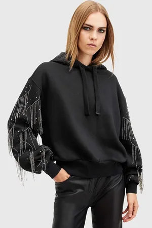 AllSaints Felpa in cotone LENNON TASSEL donna colore con cappuccio con applicazione W002JA