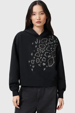 AllSaints Felpa FLOW donna colore con cappuccio con applicazione W044JC
