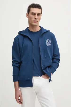 VERSACE Felpa in cotone uomo colore con cappuccio con applicazione 78GAIT00 CF01T