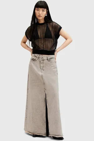 AllSaints Gonna di jeans in cotone NOIR MAXI SKIRT colore W045RA