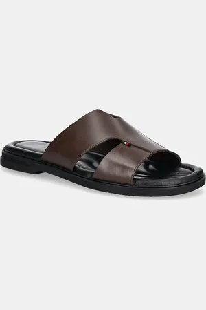 Tommy Hilfiger Infradito in pelle PREMIUM HILFIGER SLIPON LH SAND uomo colore FM0FM05357