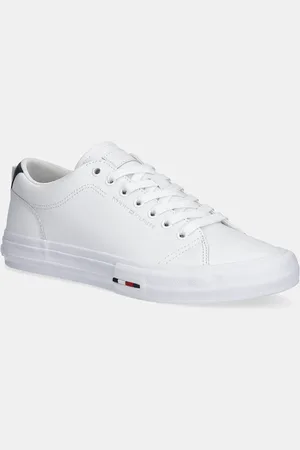 Tommy Hilfiger Sneakers in pelle TH HI VULC STREET LOW RWB LTH colore blu navy FM0FM05312