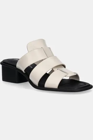 Calvin Klein Ciabatte slide HEEL SQUARE MG LTH donna colore YW0YW01702