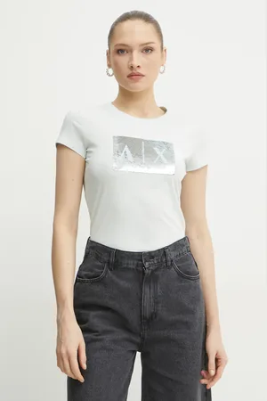 Armani Exchange T-shirt in cotone donna colore blu 8NYTDL YJ73Z
