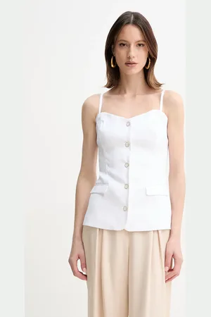 Guess Maglietta di lino ISABEAU donna colore W5GH0L WH5L2