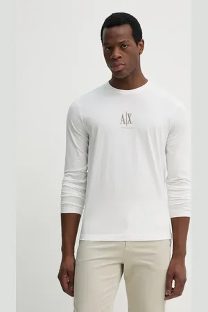 Armani Exchange Top a maniche lunghe in cotone colore con applicazione XM000364 AF12308