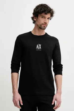 Armani Exchange Top a maniche lunghe in cotone colore con applicazione XM000364 AF12308