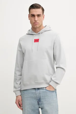 HUGO BOSS Felpa in cotone uomo colore con cappuccio con applicazione 50458700