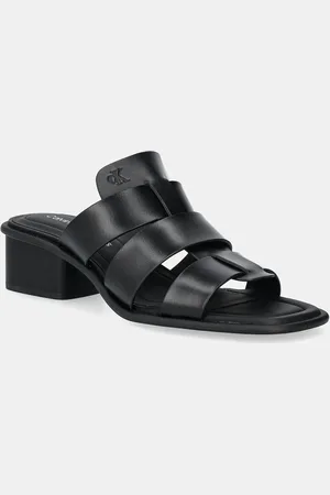 Calvin Klein Ciabatte slide HEEL SQUARE MG LTH donna colore YW0YW01702